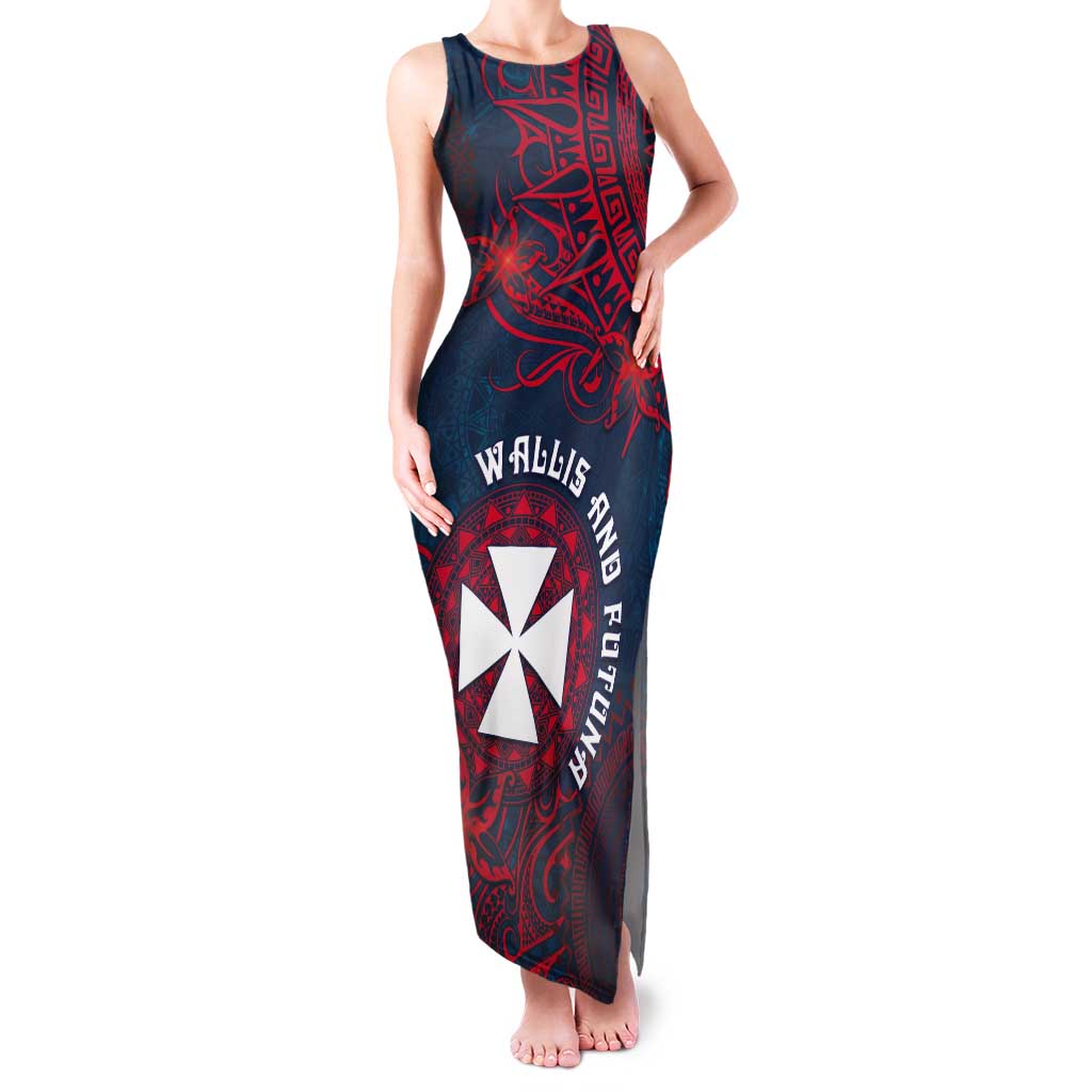Personalised Wallis And Futuna Tank Maxi Dress Hibiscus Polynesian Tribal Pattern