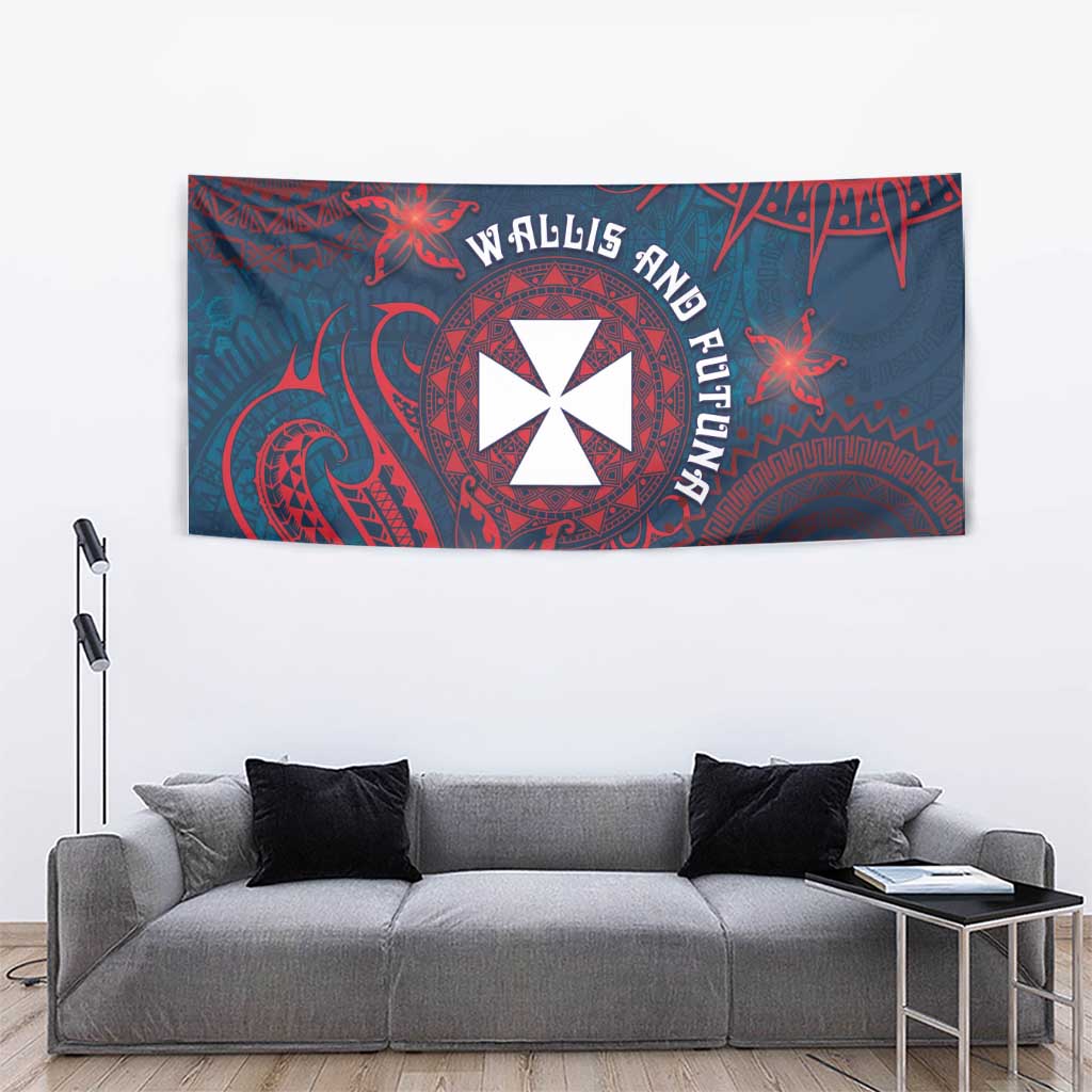Wallis And Futuna Tapestry Hibiscus Polynesian Tribal Pattern