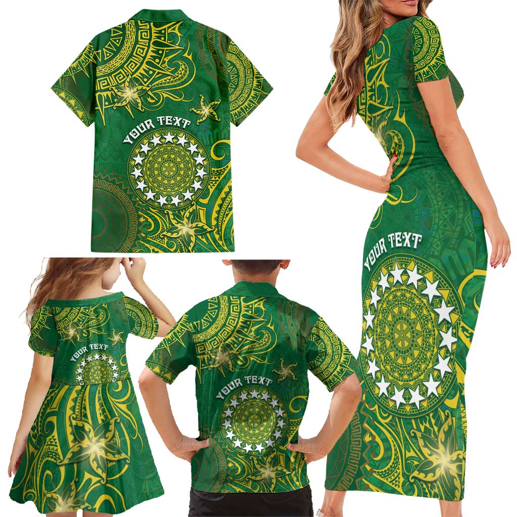 Personalised Cook Islands Family Matching Short Sleeve Bodycon Dress and Hawaiian Shirt Hibiscus Polynesian Tribal Pattern DT05 - Polynesian Pride