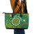 Cook Islands Leather Tote Bag Hibiscus Polynesian Tribal Pattern