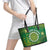 Cook Islands Leather Tote Bag Hibiscus Polynesian Tribal Pattern
