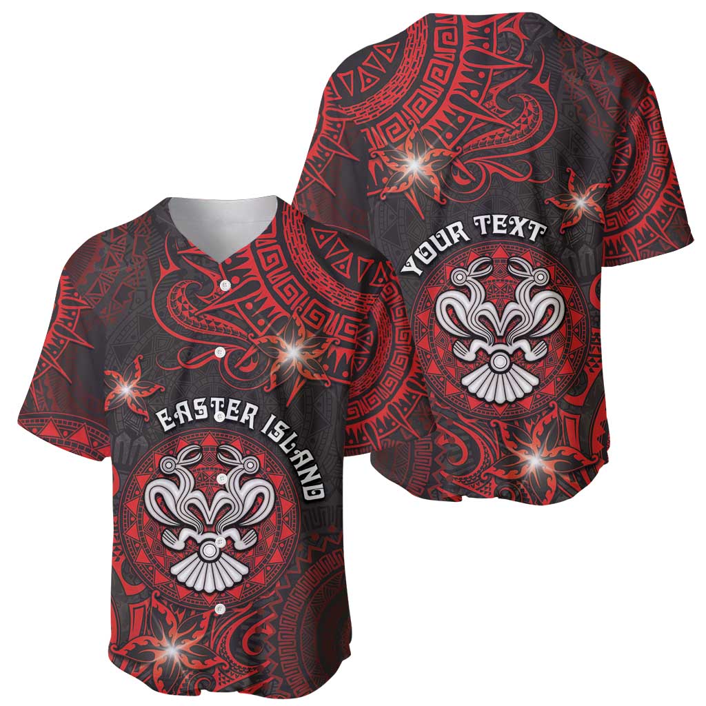 Personalised Easter Island Baseball Jersey Hibiscus Polynesian Tribal Pattern