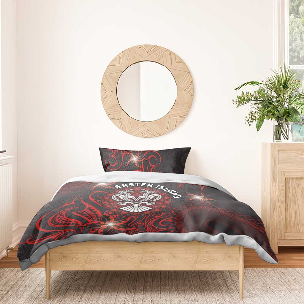 Easter Island Bedding Set Hibiscus Polynesian Tribal Pattern
