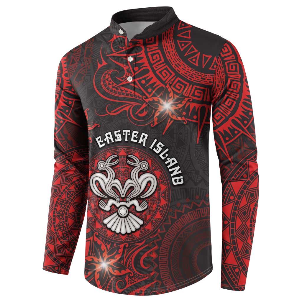 Personalised Easter Island Button Sweatshirt Hibiscus Polynesian Tribal Pattern
