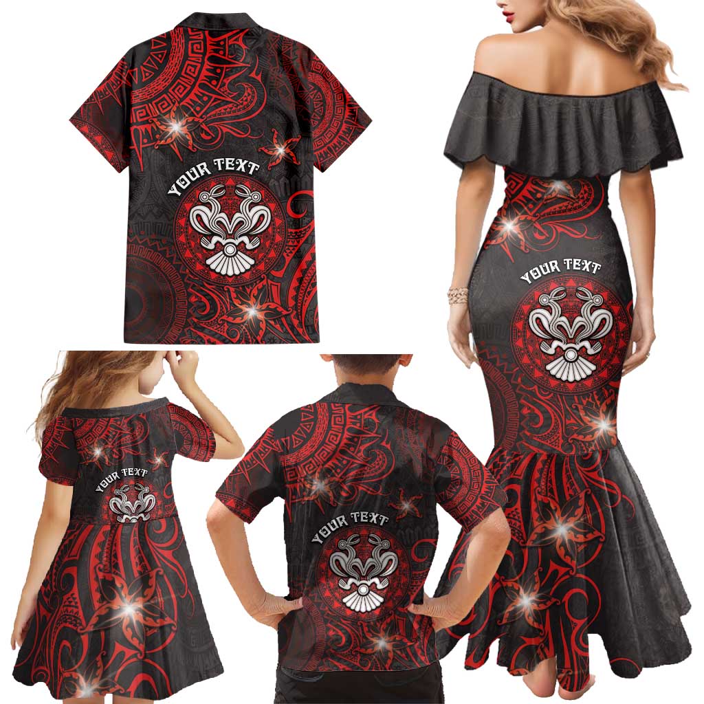 Personalised Easter Island Family Matching Mermaid Dress and Hawaiian Shirt Hibiscus Polynesian Tribal Pattern