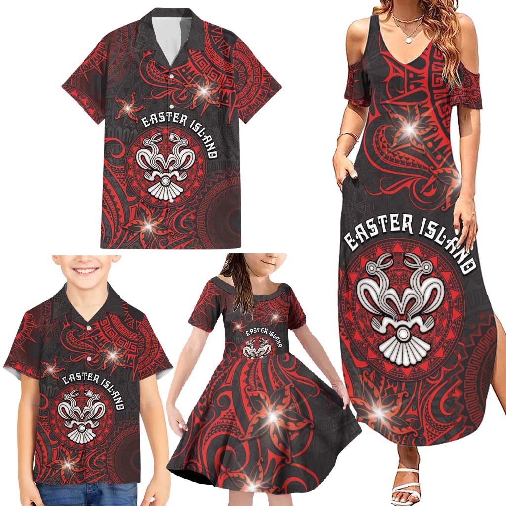 Personalised Easter Island Family Matching Summer Maxi Dress and Hawaiian Shirt Hibiscus Polynesian Tribal Pattern