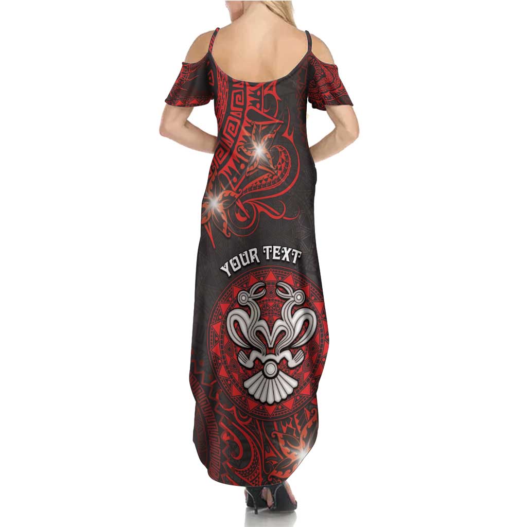 Personalised Easter Island Family Matching Summer Maxi Dress and Hawaiian Shirt Hibiscus Polynesian Tribal Pattern