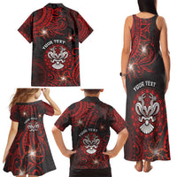 Personalised Easter Island Family Matching Tank Maxi Dress and Hawaiian Shirt Hibiscus Polynesian Tribal Pattern