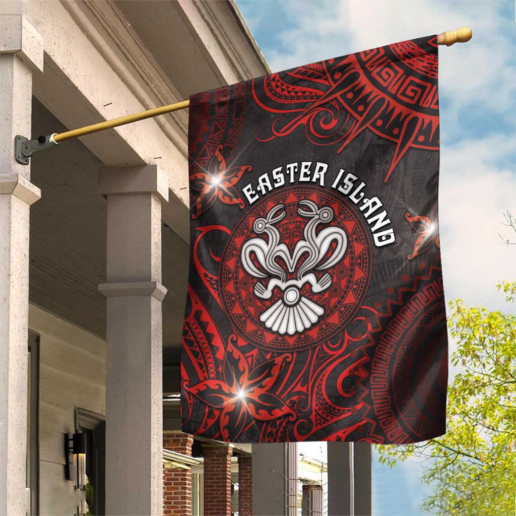Easter Island Garden Flag Hibiscus Polynesian Tribal Pattern