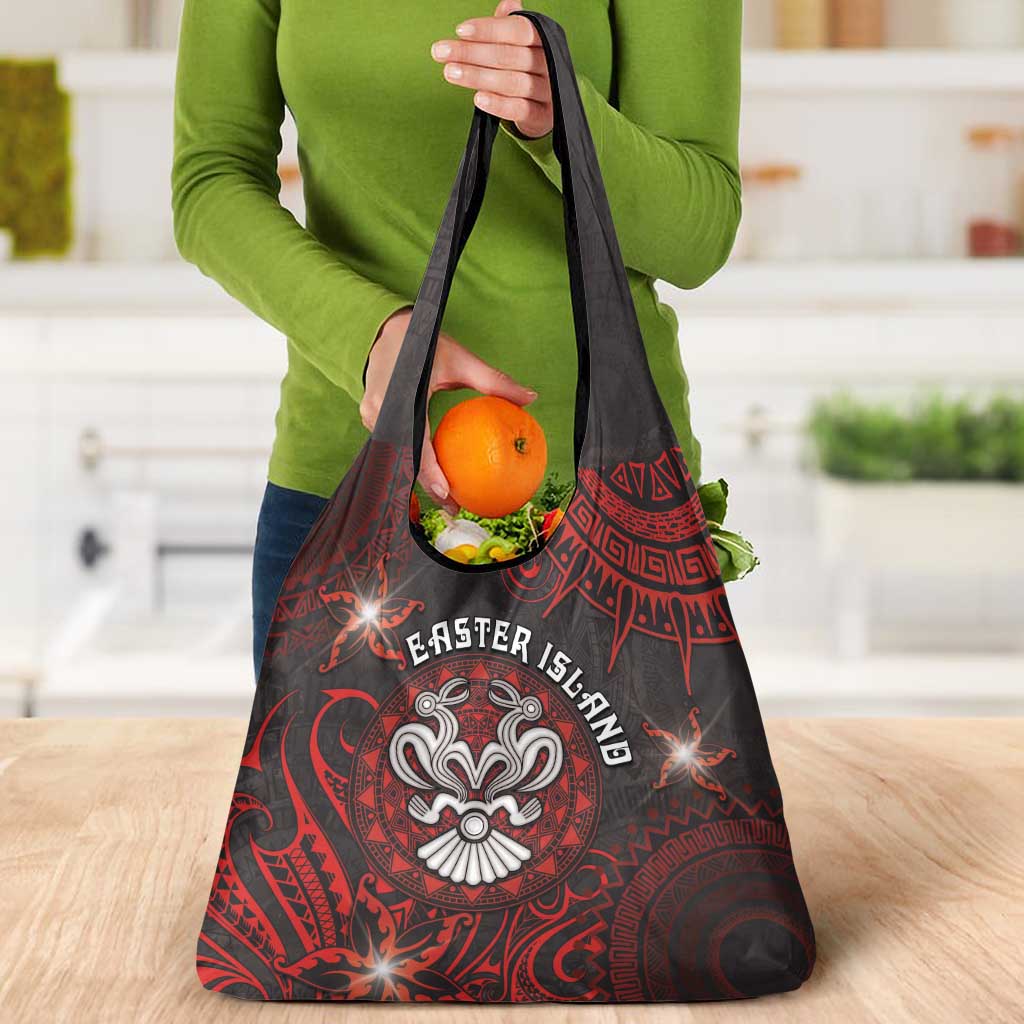 Easter Island Grocery Bag Hibiscus Polynesian Tribal Pattern