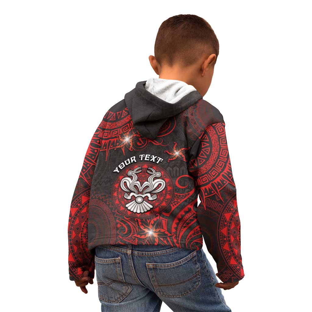 Personalised Easter Island Kid Hoodie Hibiscus Polynesian Tribal Pattern