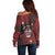 Personalised Easter Island Off Shoulder Sweater Hibiscus Polynesian Tribal Pattern