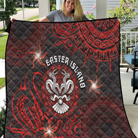 Easter Island Quilt Hibiscus Polynesian Tribal Pattern DT05 Black - Polynesian Pride