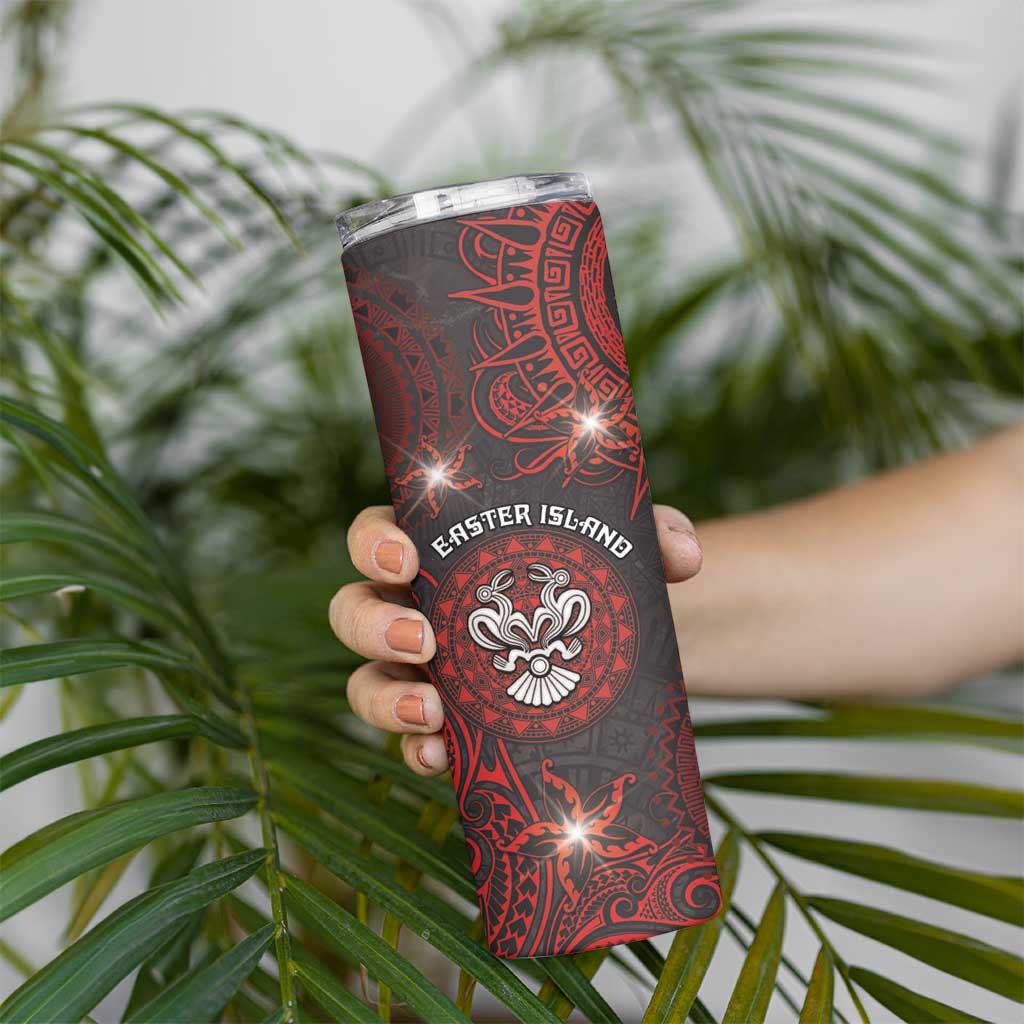 Personalised Easter Island Skinny Tumbler Hibiscus Polynesian Tribal Pattern