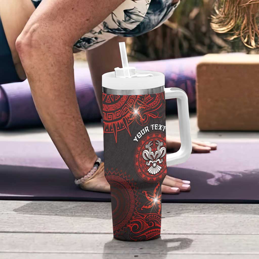 Personalised Easter Island Tumbler With Handle Hibiscus Polynesian Tribal Pattern