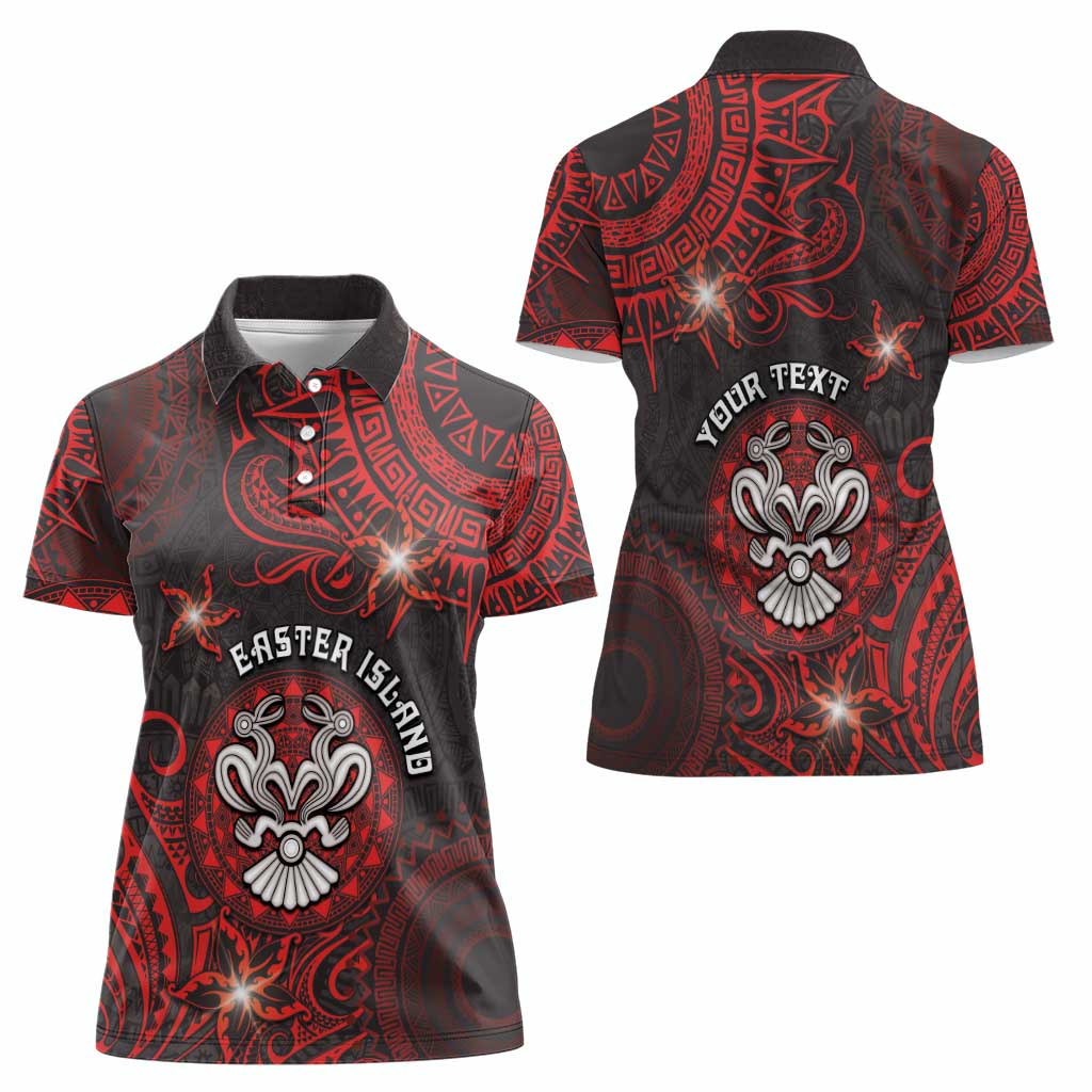 Personalised Easter Island Women Polo Shirt Hibiscus Polynesian Tribal Pattern