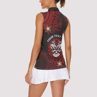 Personalised Easter Island Women Sleeveless Polo Shirt Hibiscus Polynesian Tribal Pattern