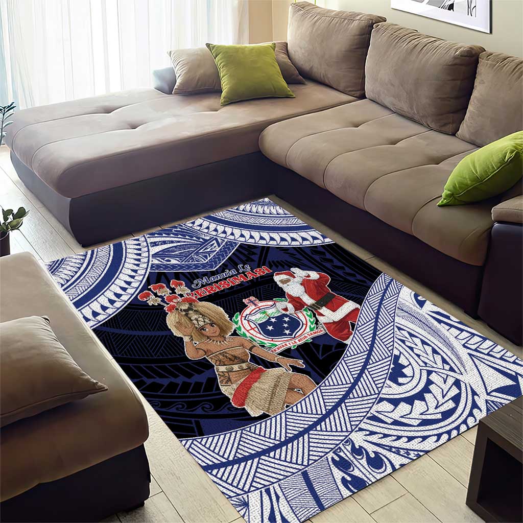 Samoa Christmas Area Rug Samoan Siva Dance With Santa - Polynesian Pride
