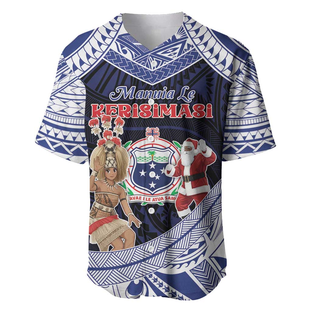 Samoa Christmas Baseball Jersey Samoan Siva Dance With Santa - Polynesian Pride
