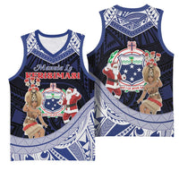Samoa Christmas Basketball Jersey Samoan Siva Dance With Santa - Polynesian Pride