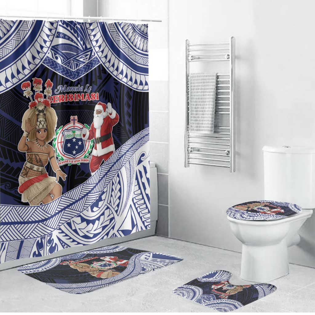 Samoa Christmas Bathroom Set Samoan Siva Dance With Santa - Polynesian Pride