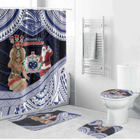 Samoa Christmas Bathroom Set Samoan Siva Dance With Santa - Polynesian Pride