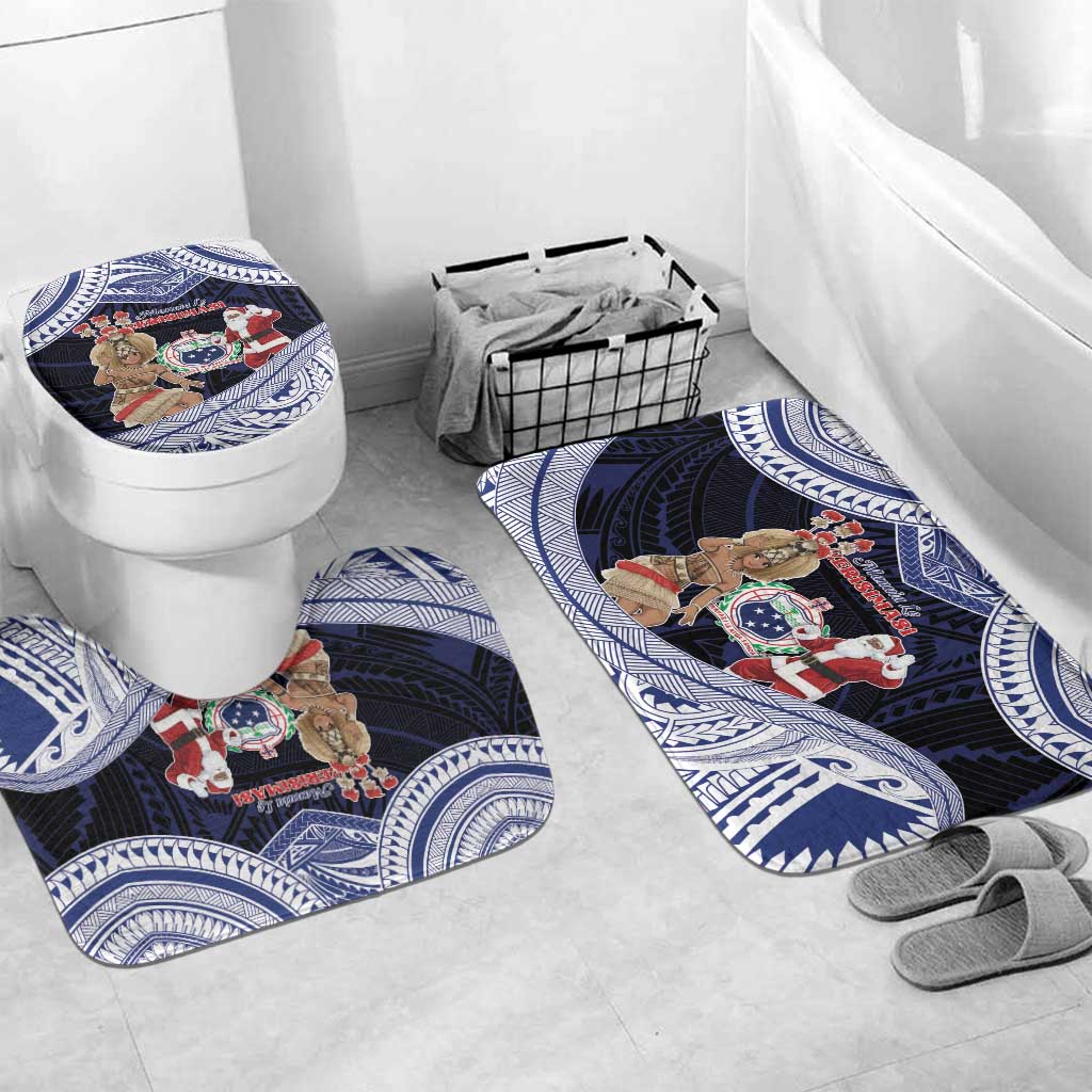 Samoa Christmas Bathroom Set Samoan Siva Dance With Santa - Polynesian Pride