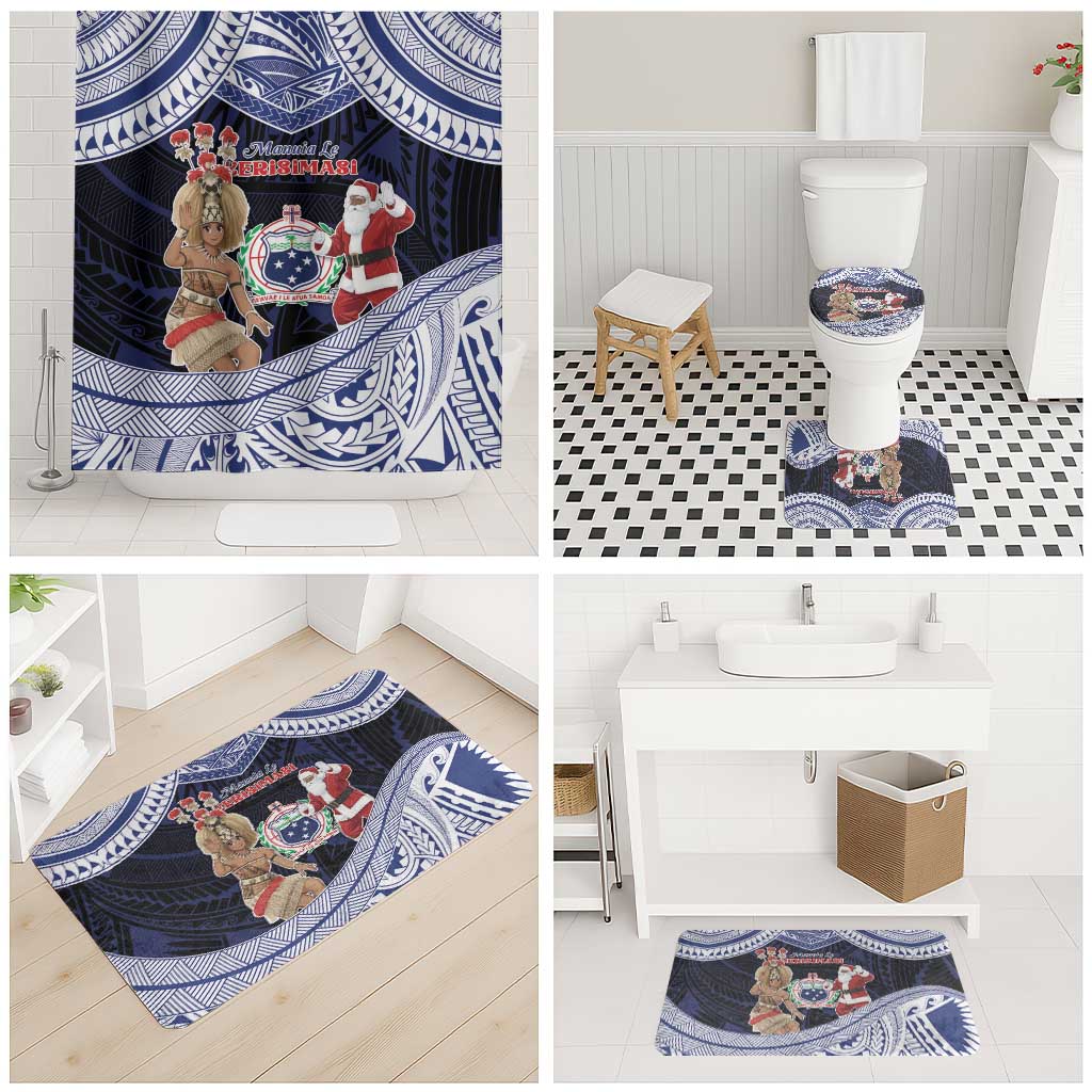Samoa Christmas Bathroom Set Samoan Siva Dance With Santa - Polynesian Pride