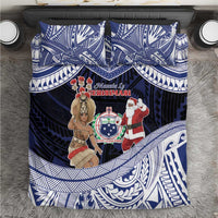 Samoa Christmas Bedding Set Samoan Siva Dance With Santa - Polynesian Pride