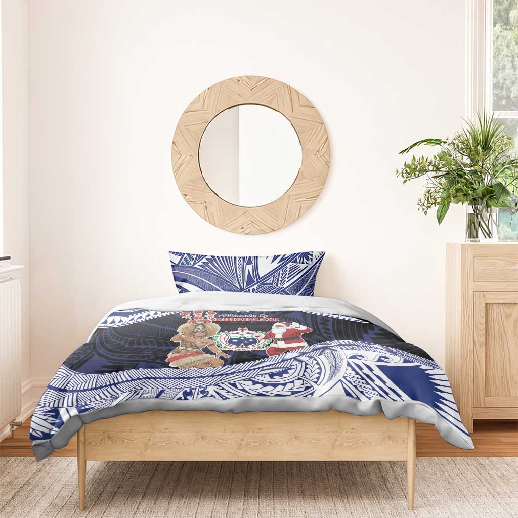 Samoa Christmas Bedding Set Samoan Siva Dance With Santa - Polynesian Pride