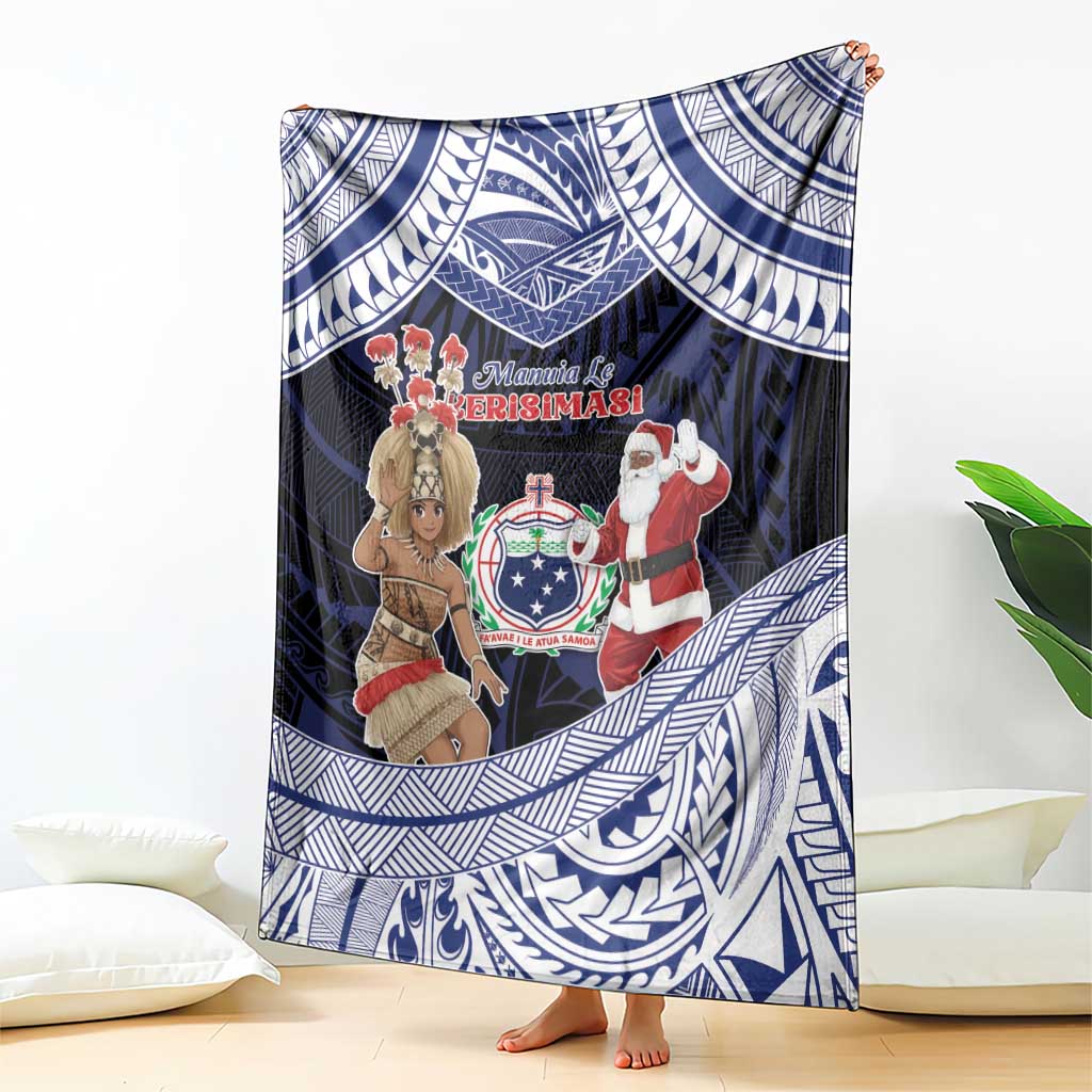 Samoa Christmas Blanket Samoan Siva Dance With Santa - Polynesian Pride