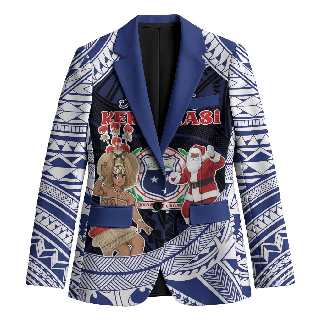 Samoa Christmas Blazer Samoan Siva Dance With Santa - Polynesian Pride
