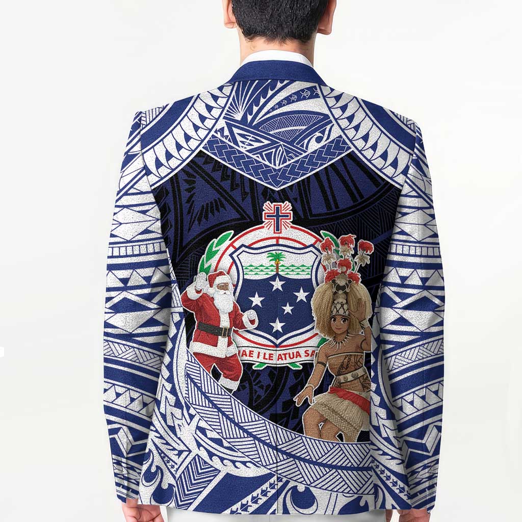 Samoa Christmas Blazer Samoan Siva Dance With Santa - Polynesian Pride