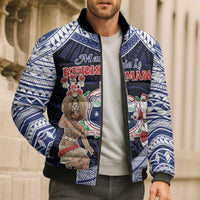 Samoa Christmas Bomber Puffer Jacket Samoan Siva Dance With Santa - Polynesian Pride