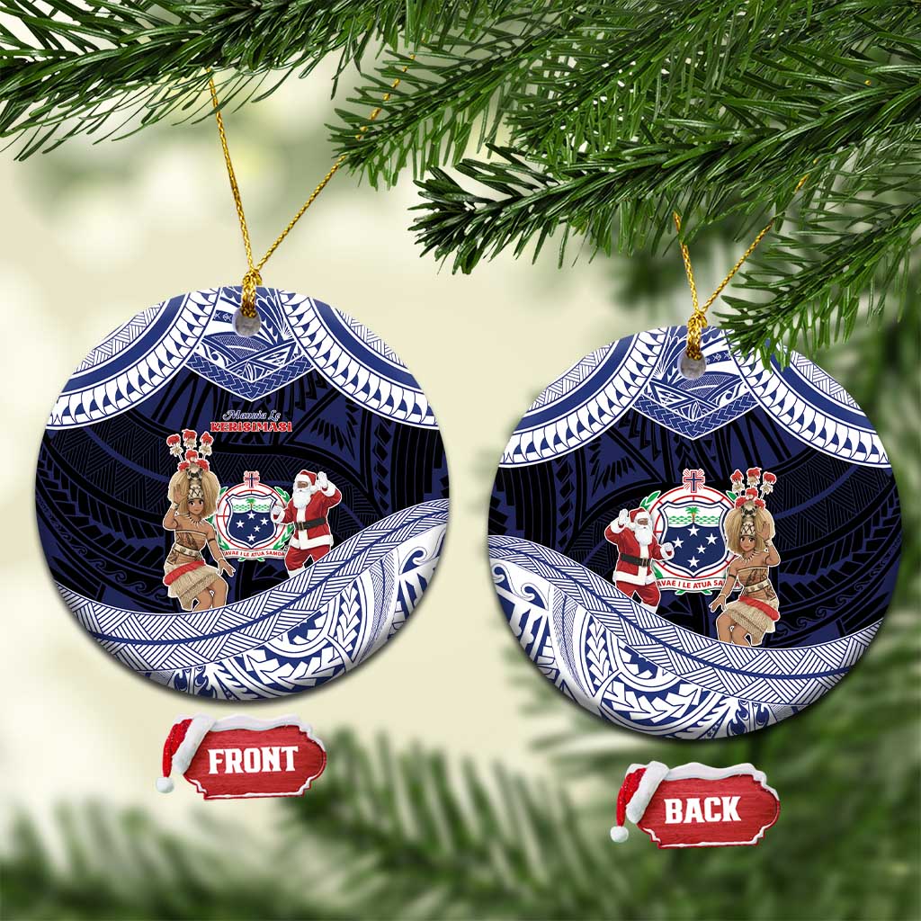 Samoa Christmas Ceramic Ornament Samoan Siva Dance With Santa - Polynesian Pride