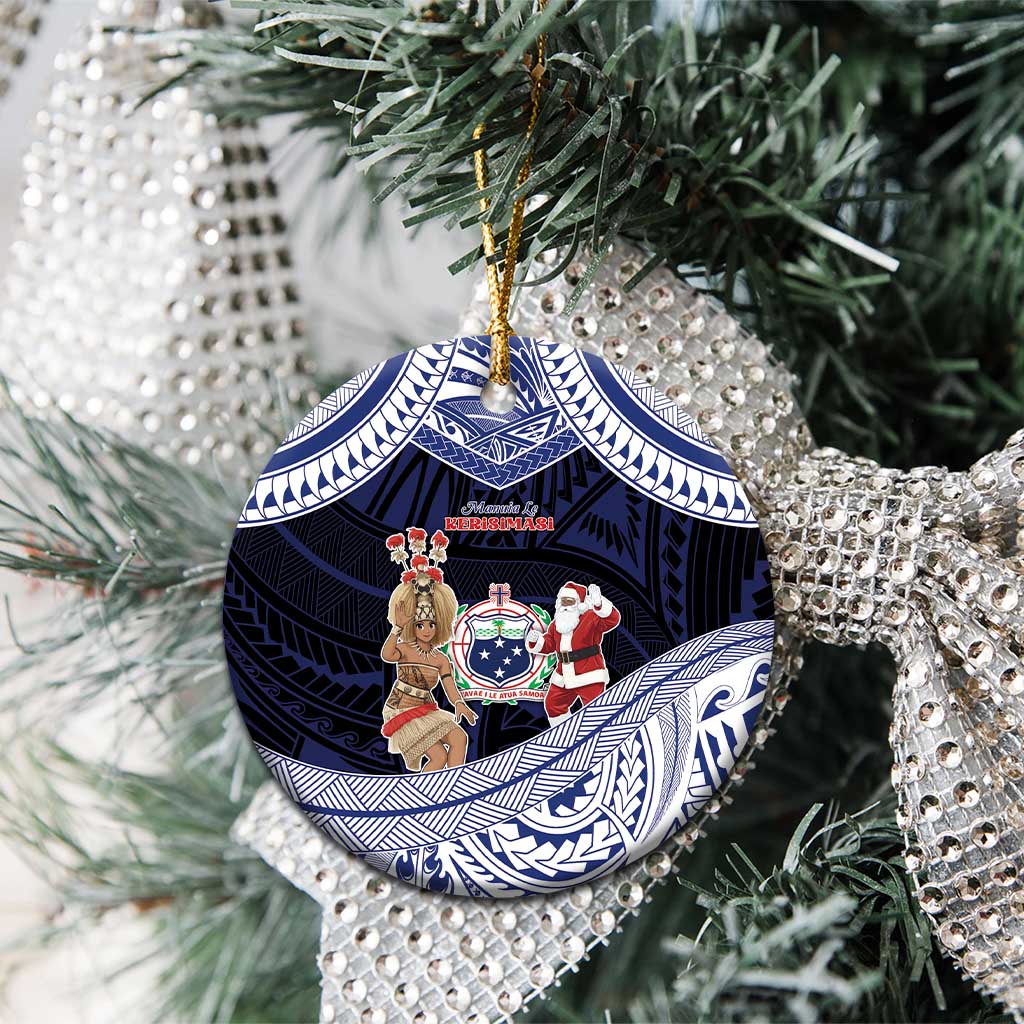 Samoa Christmas Ceramic Ornament Samoan Siva Dance With Santa - Polynesian Pride