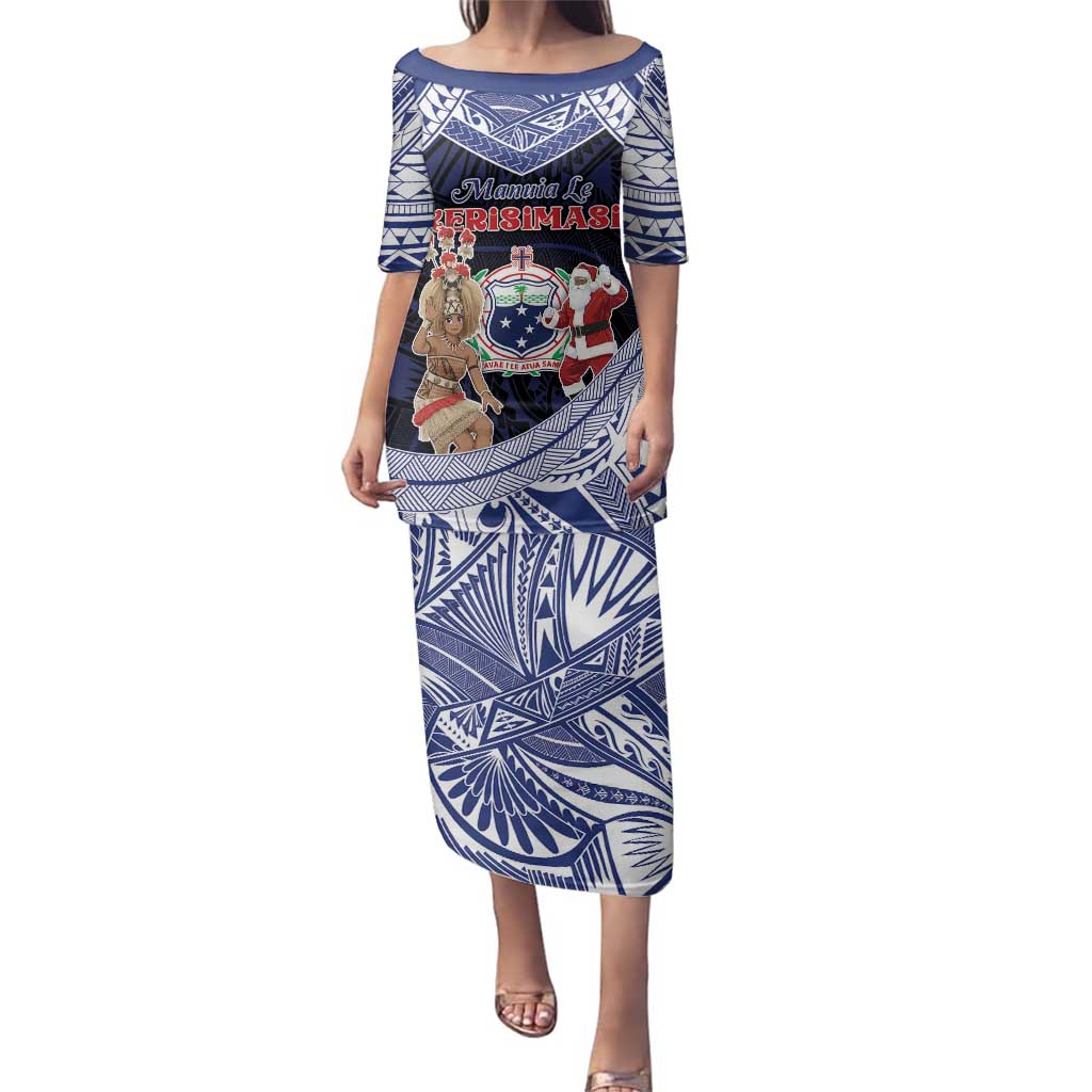 Samoa Christmas Family Matching Puletasi and Hawaiian Shirt Samoan Siva Dance With Santa - Polynesian Pride