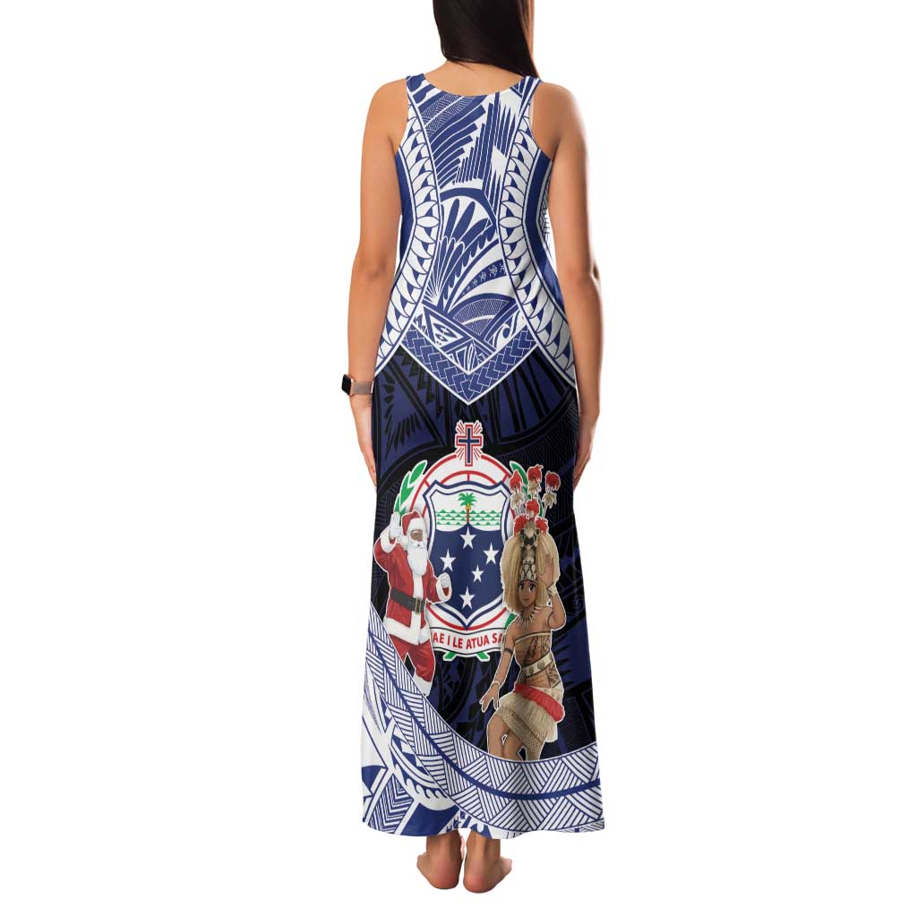 Samoa Christmas Family Matching Tank Maxi Dress and Hawaiian Shirt Samoan Siva Dance With Santa - Polynesian Pride