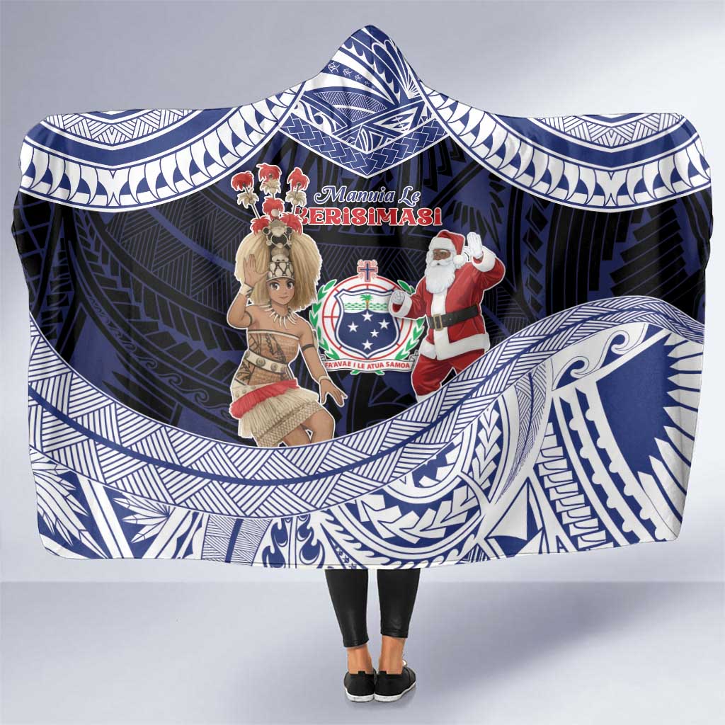 Samoa Christmas Hooded Blanket Samoan Siva Dance With Santa - Polynesian Pride