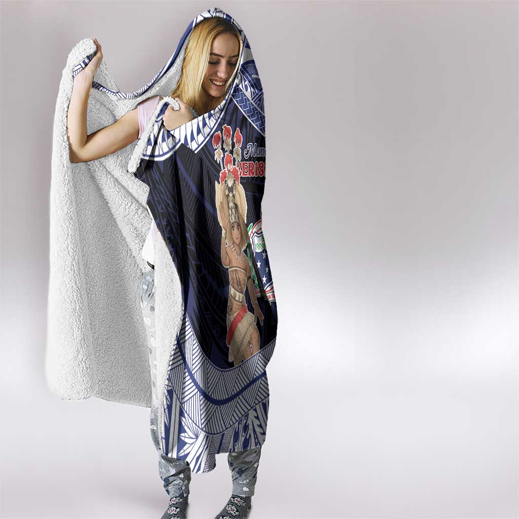 Samoa Christmas Hooded Blanket Samoan Siva Dance With Santa - Polynesian Pride