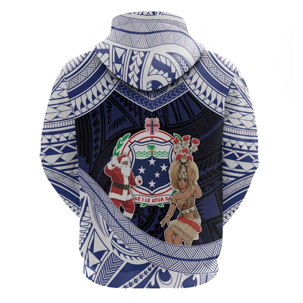 Samoa Christmas Hoodie Samoan Siva Dance With Santa - Polynesian Pride