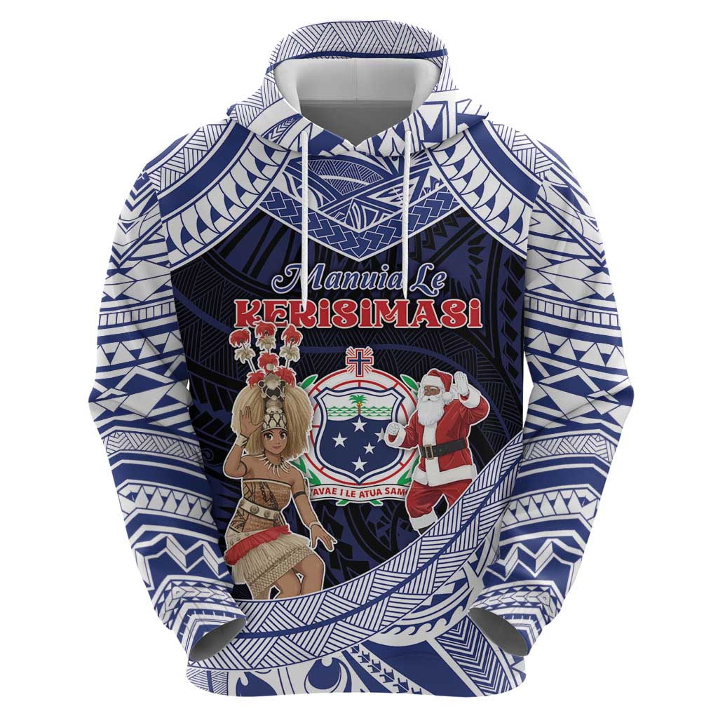 Samoa Christmas Hoodie Samoan Siva Dance With Santa - Polynesian Pride