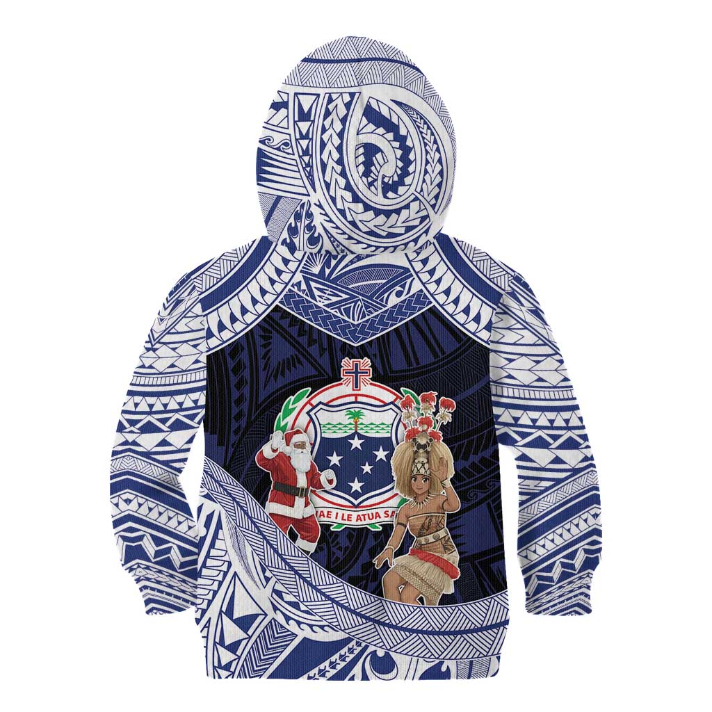 Samoa Christmas Kid Hoodie Samoan Siva Dance With Santa - Polynesian Pride