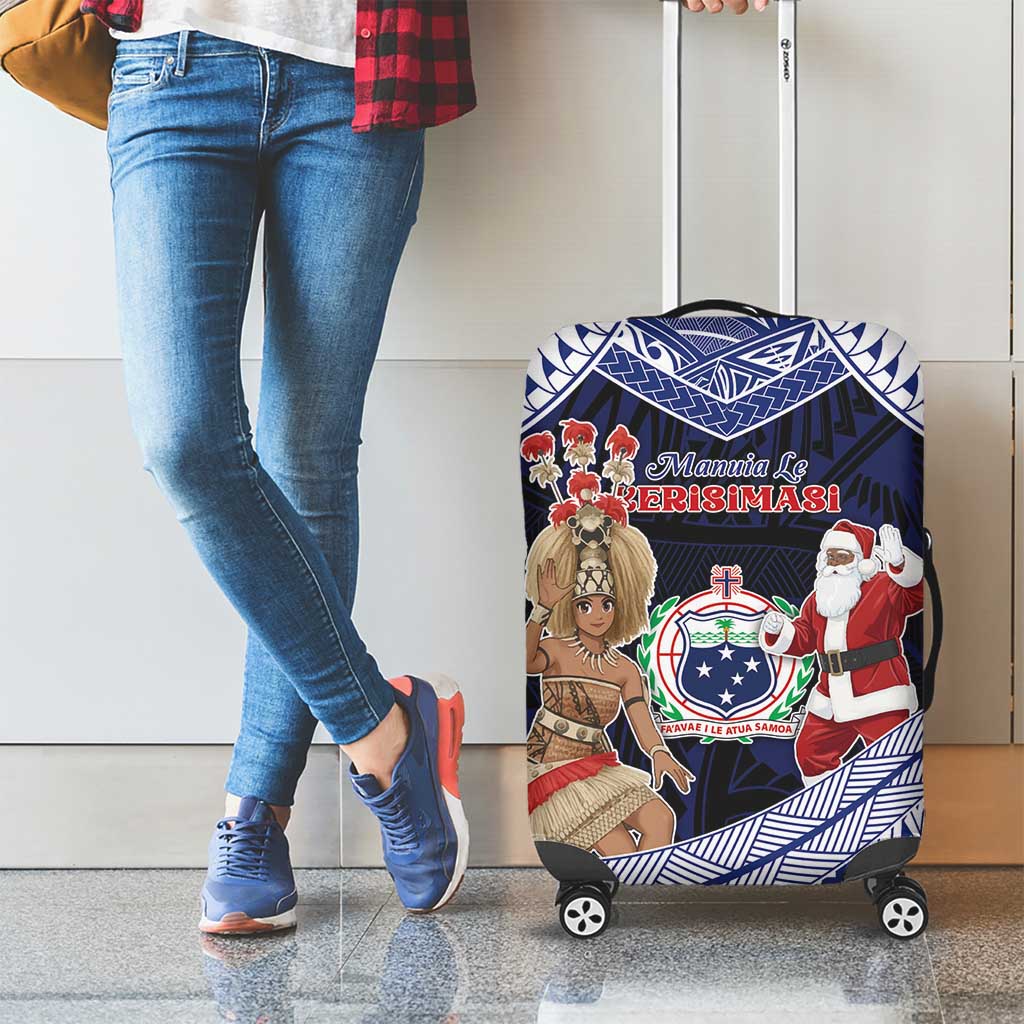 Samoa Christmas Luggage Cover Samoan Siva Dance With Santa - Polynesian Pride