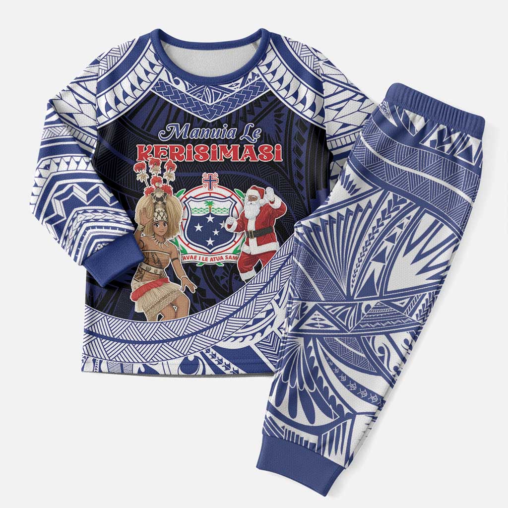 Samoa Christmas Pajama Set Samoan Siva Dance With Santa - Polynesian Pride