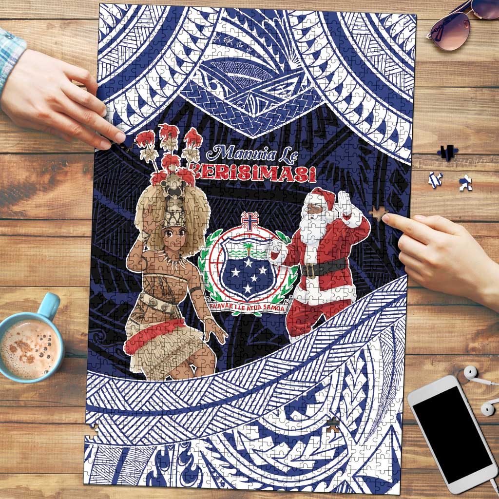 Samoa Christmas Puzzle Samoan Siva Dance With Santa - Polynesian Pride