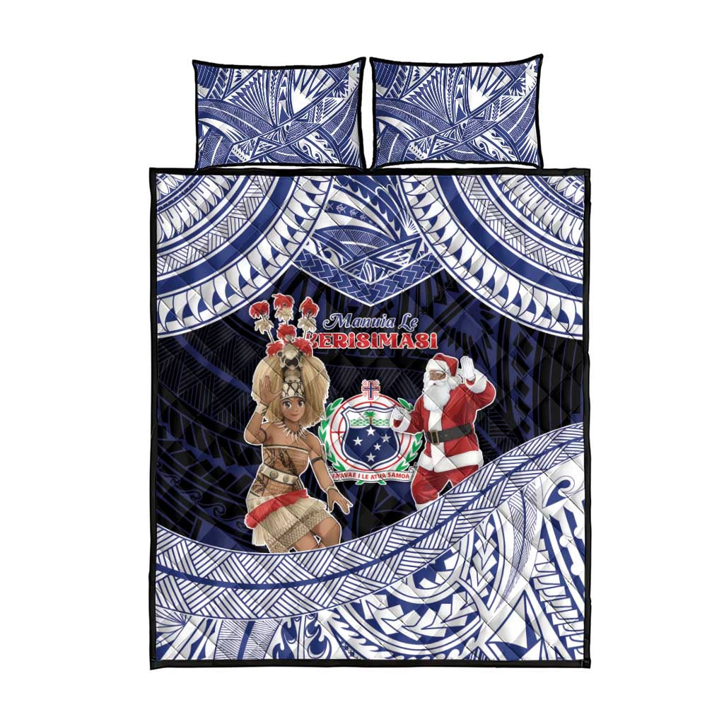 Samoa Christmas Quilt Bed Set Samoan Siva Dance With Santa - Polynesian Pride