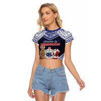 Samoa Christmas Raglan Cropped T Shirt Samoan Siva Dance With Santa - Polynesian Pride
