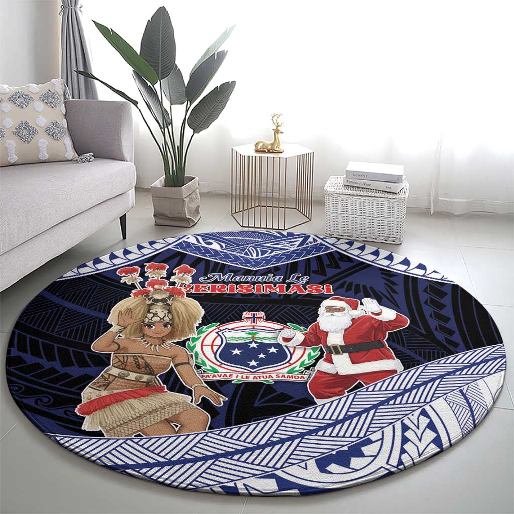 Samoa Christmas Round Carpet Samoan Siva Dance With Santa - Polynesian Pride