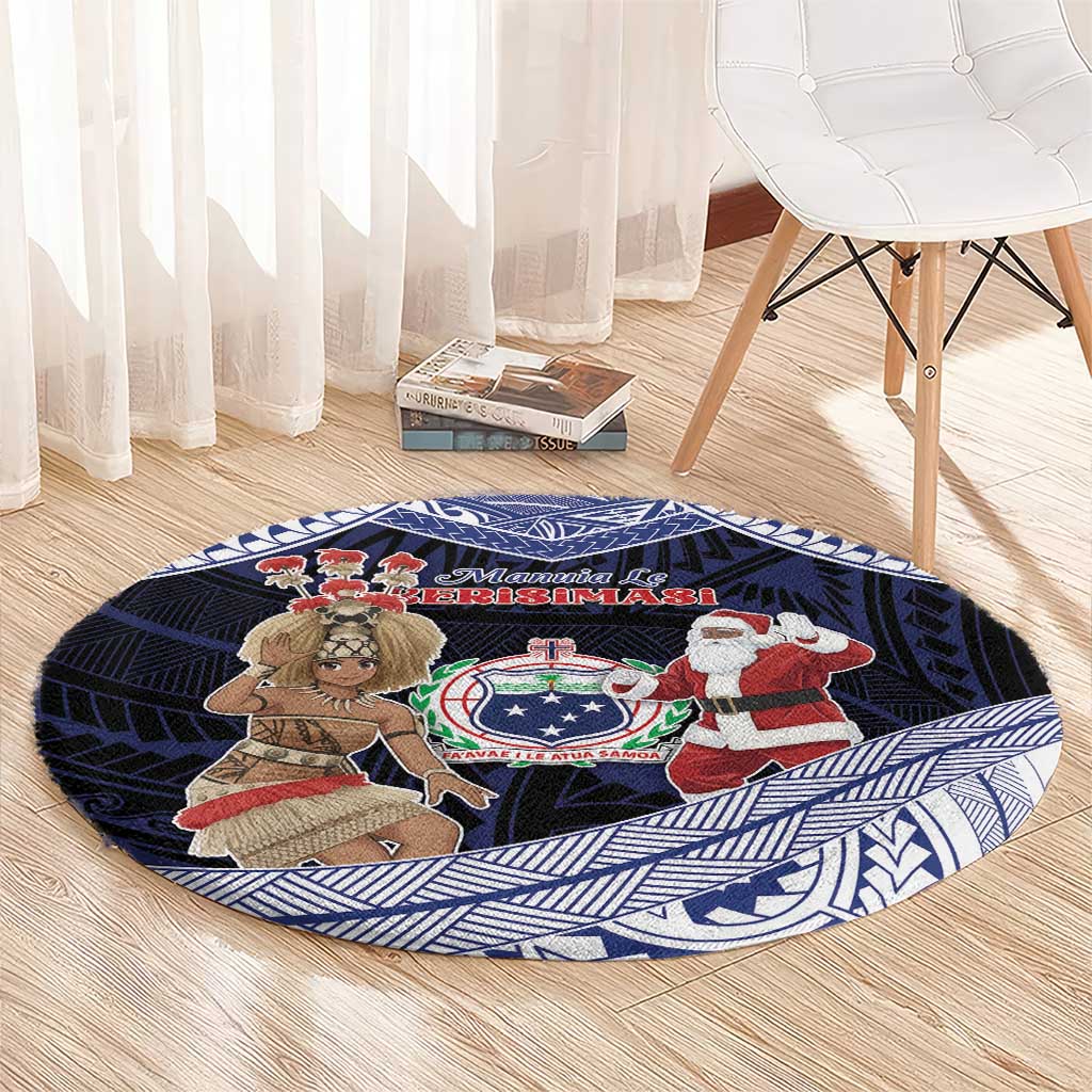 Samoa Christmas Round Carpet Samoan Siva Dance With Santa - Polynesian Pride